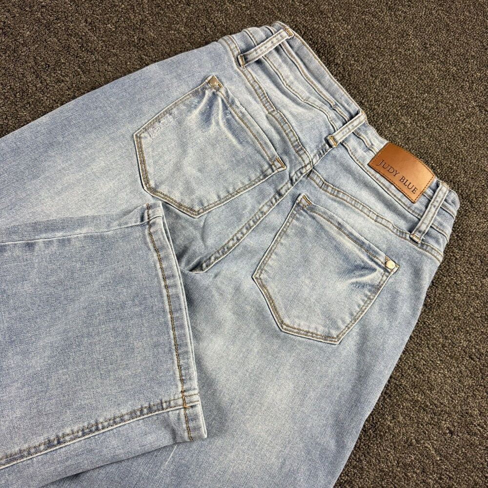 Judy Blue Wide Leg Cropped Jeans Women's 1/25 Stretch Denim 26x24.5 Light Wash